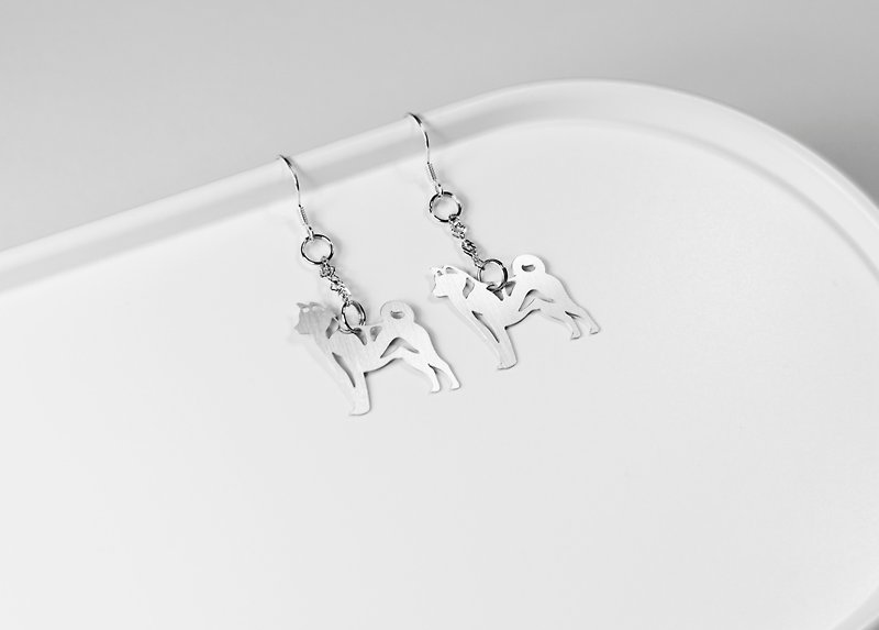Chinese Zodiac-Dog Earrings [Mini Style]_Animal Series_造题 - ต่างหู - โลหะ สีเงิน