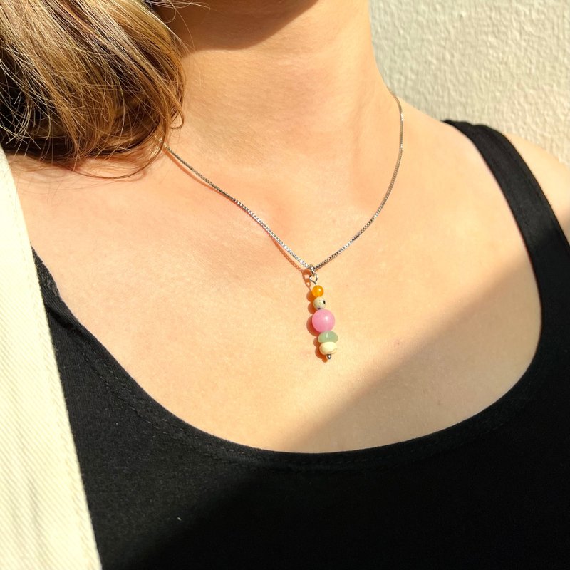 Necklace Ellie • Handmade Beaded Pendant One of A Kind Necklace Colorful Pendant - 項鍊 - 石頭 多色