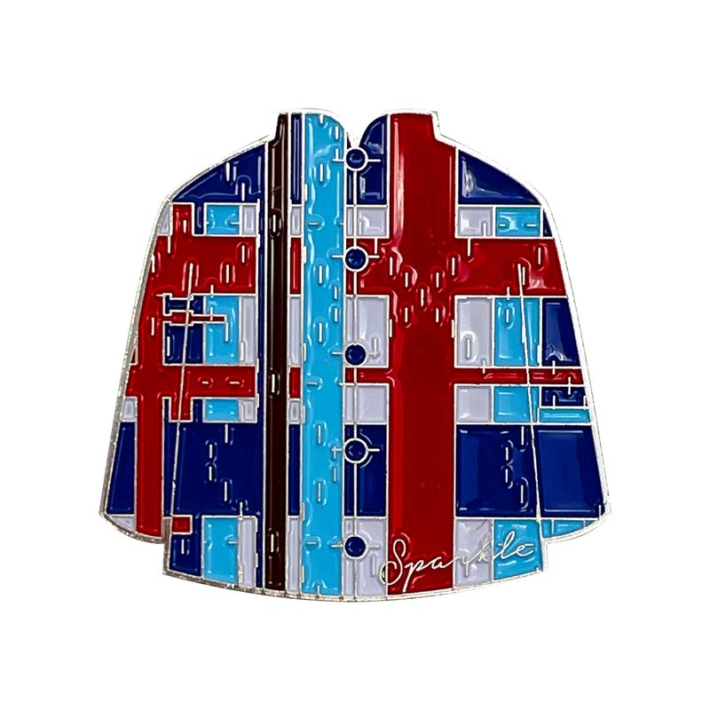 【香港精神】經典紅白藍帆布唐裝胸針 | 國潮港風新中式 | 時尚 - 胸針 - 其他金屬 