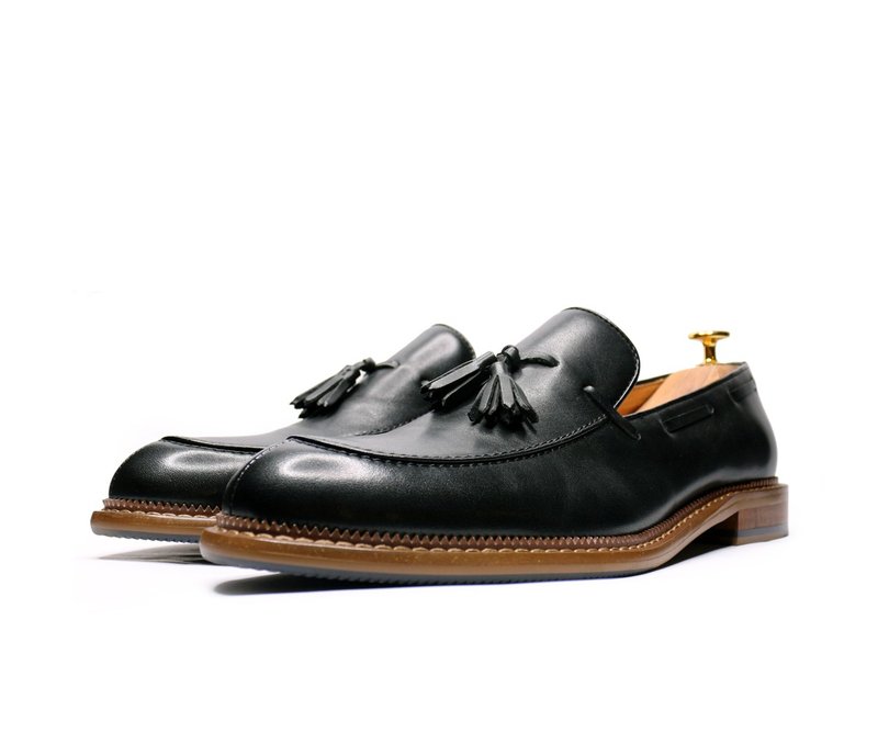 Genuine leather tassel loafers-27619 - Men's Oxford Shoes - Genuine Leather Black