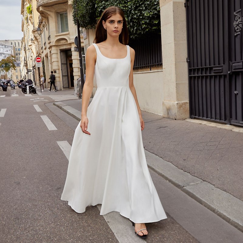 [Newly launched] Clio simple French simple light wedding dress - ชุดราตรี - ไฟเบอร์อื่นๆ ขาว