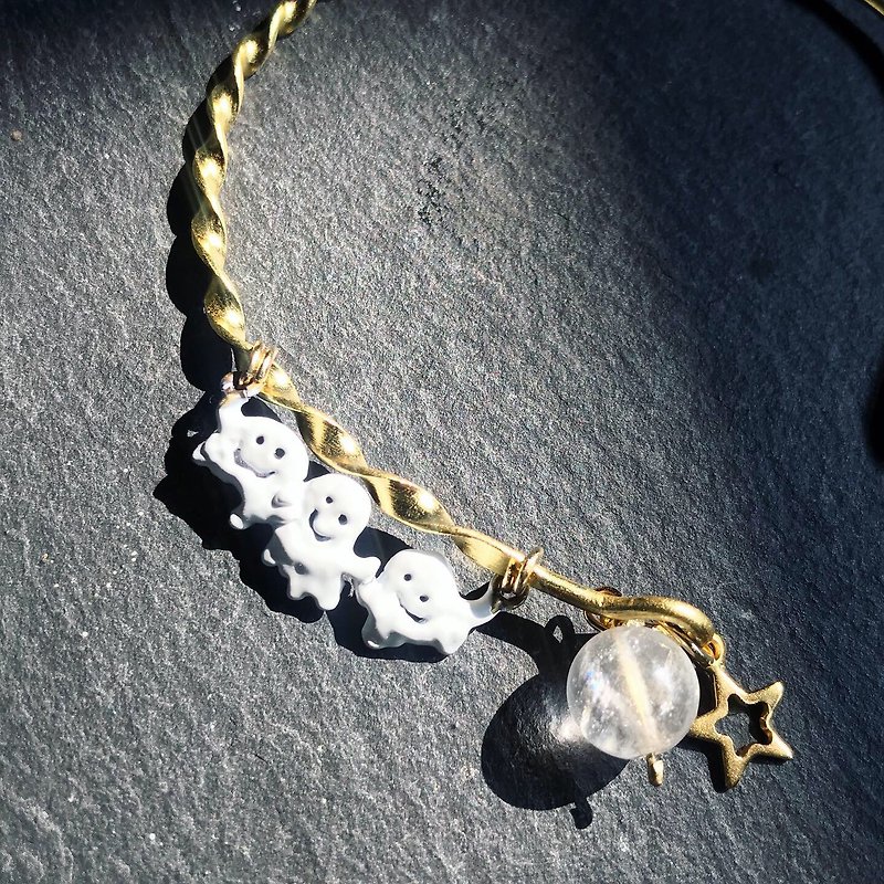 [Lost and find] small gift cotton fog white crystal devil copper bracelet - Bracelets - Other Metals Multicolor