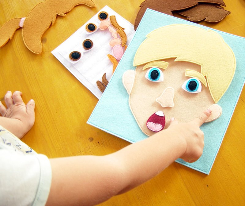 Make a face toy, Emotions play mat, gift for kid - 寶寶/兒童玩具/玩偶 - 環保材質 藍色