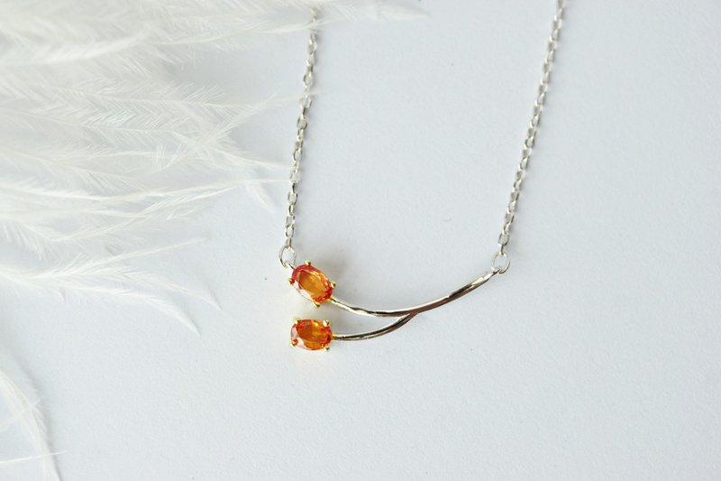 Natural Orange Sapphire Necklace Silver925. - 項鍊 - 純銀 橘色