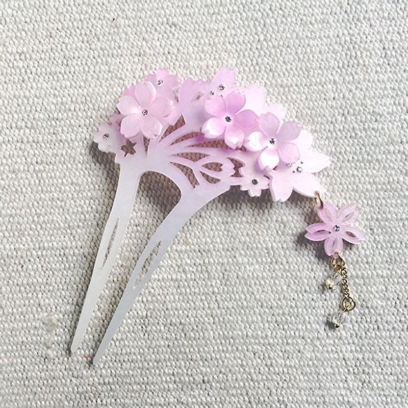 Cherry blossoms, hair buns, hairpins - cherry pink - Hair Accessories - Acrylic Pink