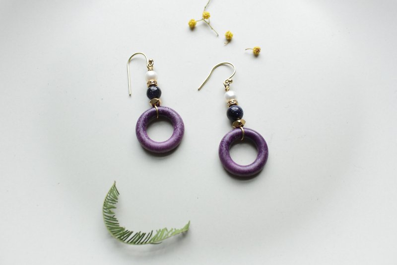 Donut - earring  clip-on earring - Earrings & Clip-ons - Copper & Brass Purple
