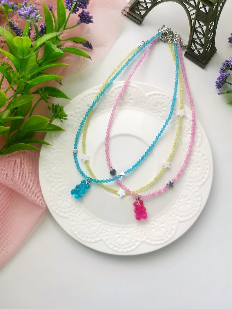 Choker, bead choker, neck decoration, buy choker, choker with pendant - 頸鏈 - 其他材質 粉紅色
