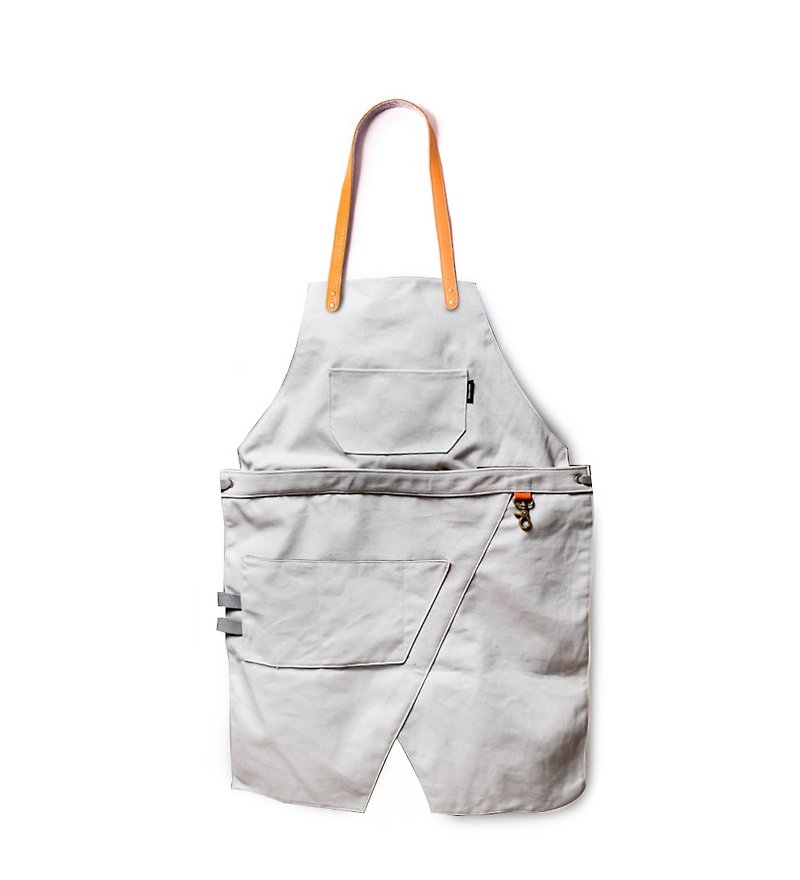 【icleaXbag】Transformer apron(clasp neck strap) whole and half body two ways to wear DG01-T01 - Aprons - Genuine Leather Brown