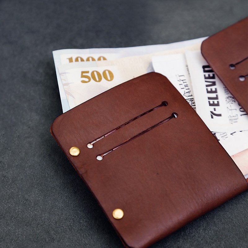 Playing with leather kids-short clip - Wallets - Genuine Leather Brown