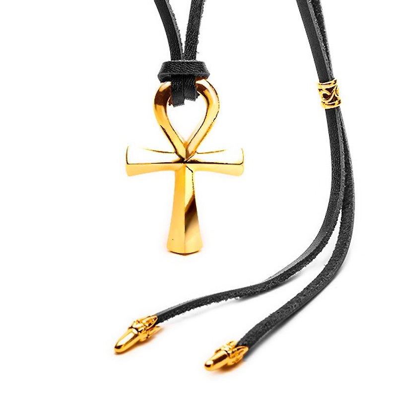 Ankh leather cord necklace Solo Ankh Necklace - Necklaces - Other Metals 
