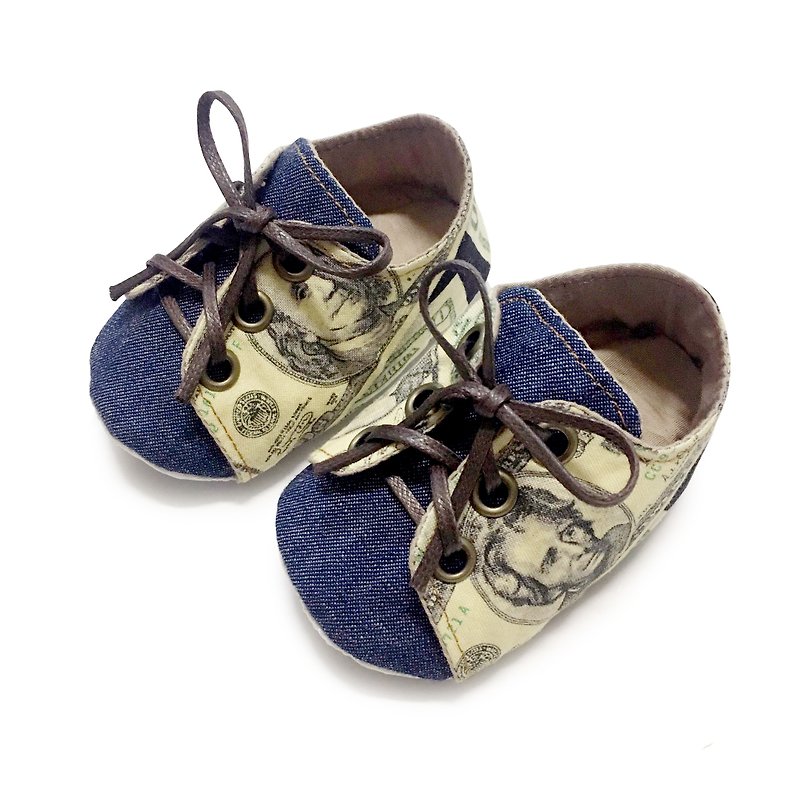 美金手工鞋(鞋帶款) - 嬰兒鞋 - 棉．麻 多色