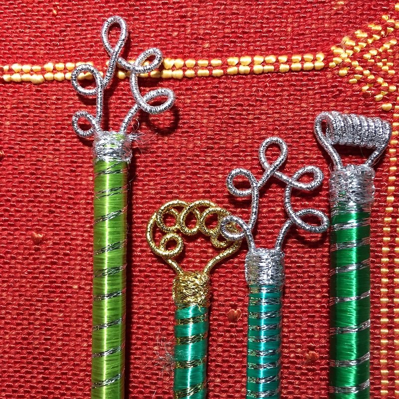 モロッコサブラサボテンファイバーペン2つの小枝ミントティーグリーンシリーズ - その他のペン - その他の素材 グリーン