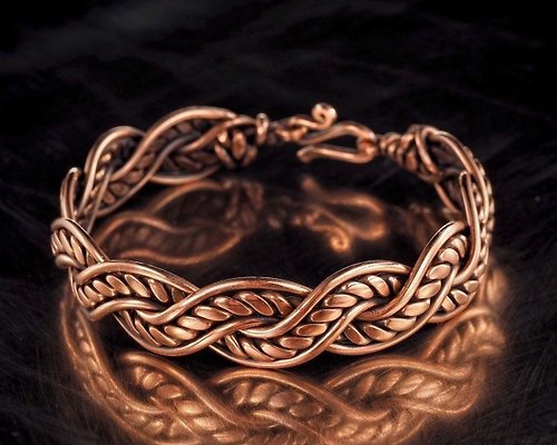 Wire Wrap Art 銅線手鍊。 純手工銅手鍊。 女士手鍊。 仿古風格的手鍊。