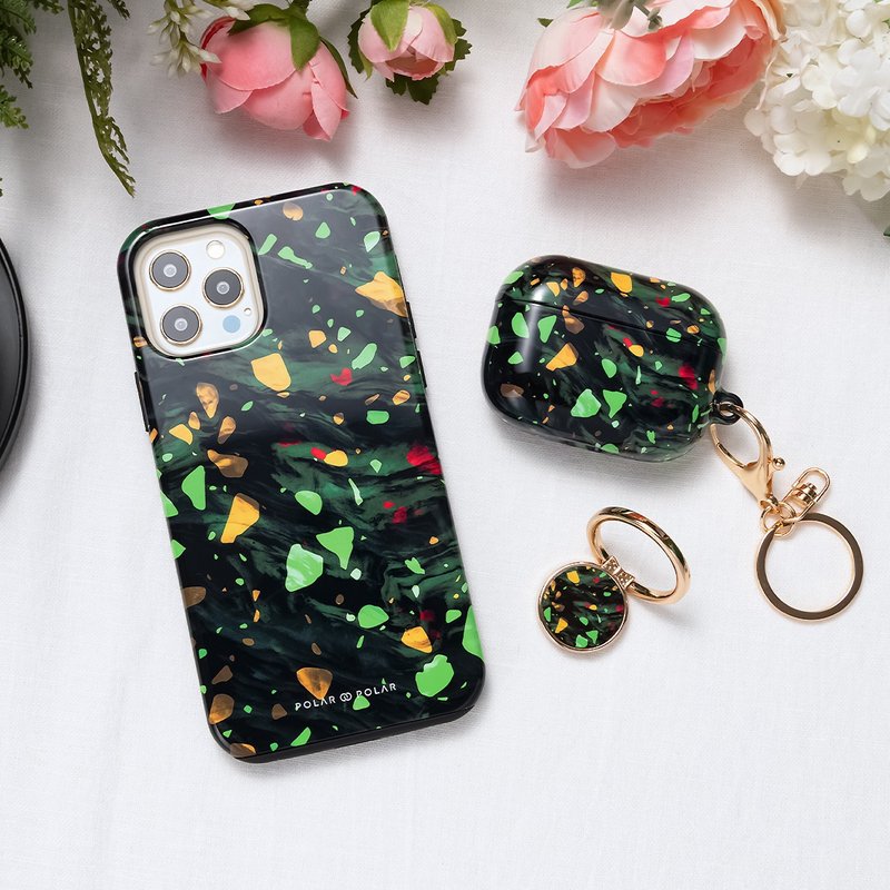 Malachite Terrazzo Gem | iPhone MagSafe Phone Case - Phone Cases - Plastic Green