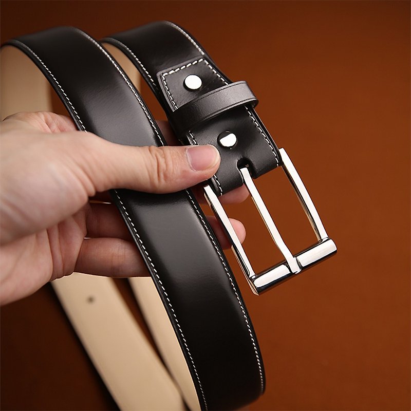 Hand-stitched British BRIDLE Leather Belt, Men's Wide Belt 【FREE Engraved Name】 - Belts - Genuine Leather 