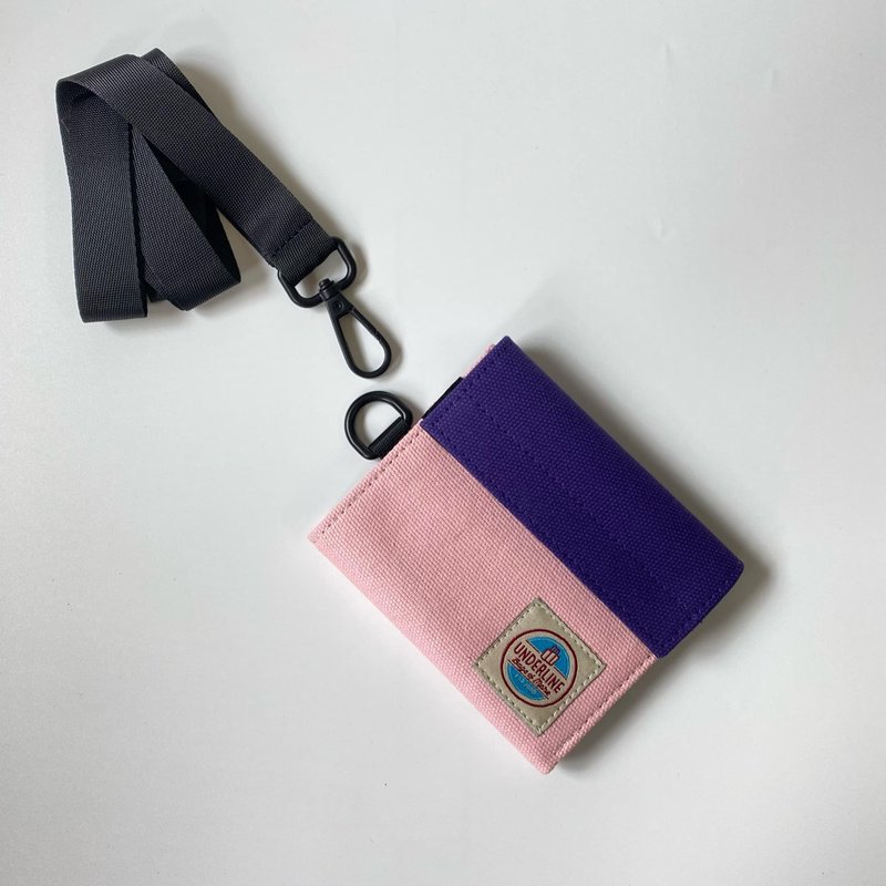 Pink / Purple Compact Canvas Wallet With Neck Strap - Wallets - Cotton & Hemp Pink