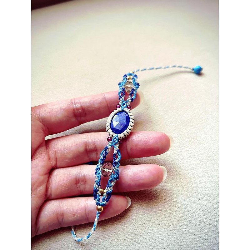青金石 蠟線編織手環 - 手鍊/手鐲 - 寶石 藍色