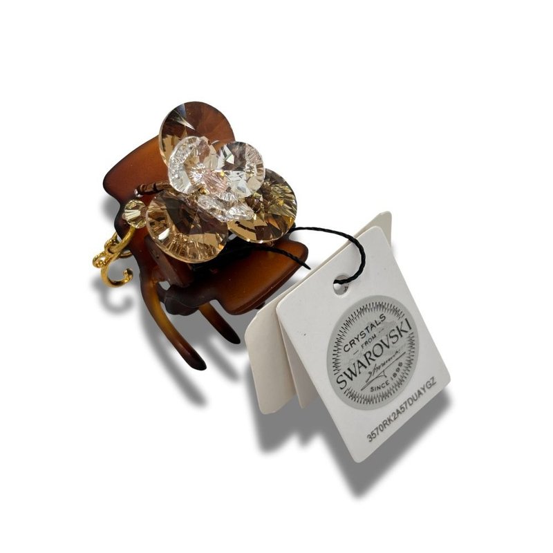 COMPLEX BIZ 水晶小花 施華洛世奇 甜心夾  咖啡色 - 髮夾/髮圈 - 樹脂 多色