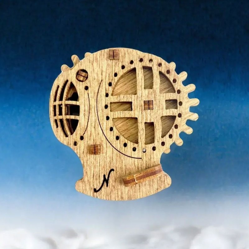 German Puzzle Box / Nautilus Submarine Helmet - Board Games & Toys - Wood 