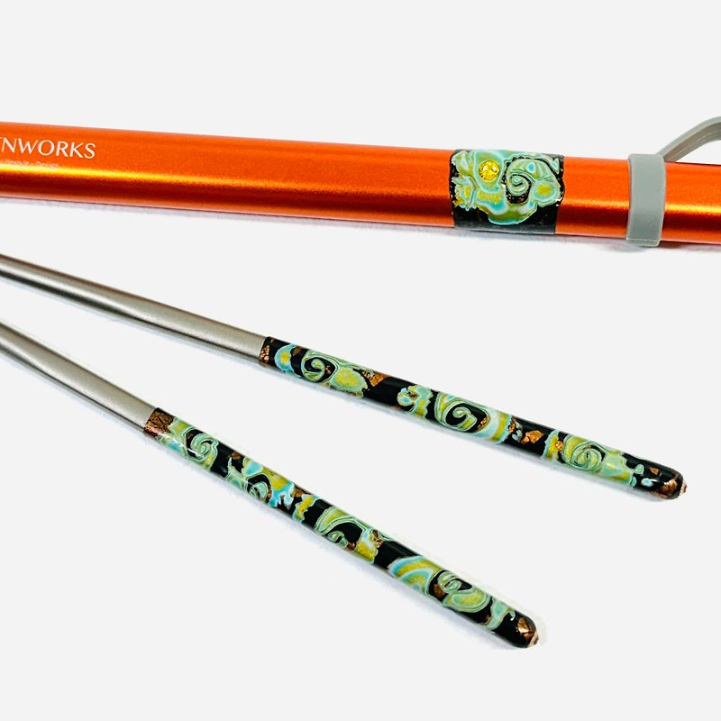 Titanium Seal Chopsticks Earth Haitiandi S Series - ตะเกียบ - โลหะ สีเขียว