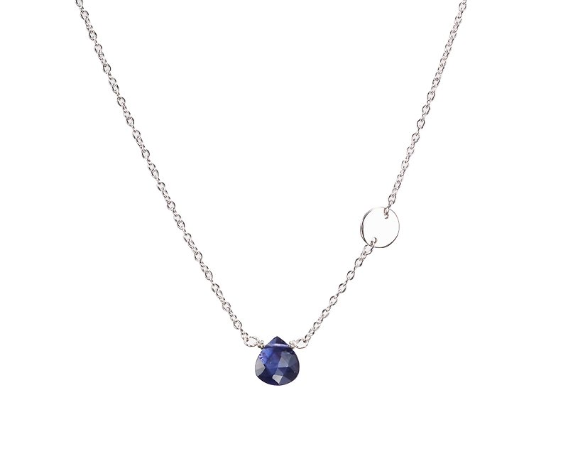 September Birthstone Necklace, Virgo Constellation Birthstone Pendant, Kyanite - สร้อยคอทรง Collar - เงินแท้ สีน้ำเงิน