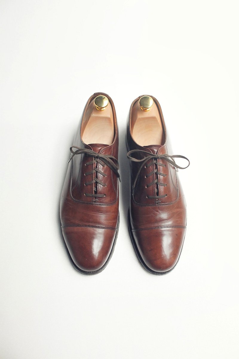 70年代オックスフォード英語のシープスキンの靴|イングランドアシュビーキャップトウオックスフォード米国8.5ユーロ4041 - スリッポン メンズ - 革 ブラウン