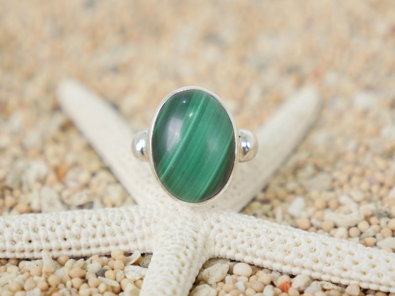 Malachite's silver ring - General Rings - Stone Green