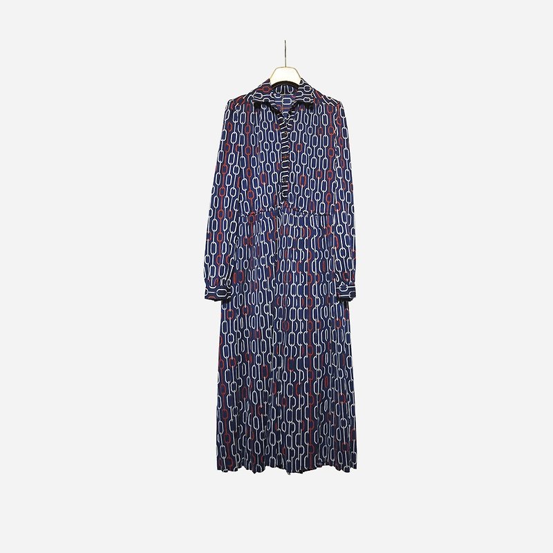Dislocation vintage / chain ring dress no.1041 vintage - One Piece Dresses - Cotton & Hemp Blue