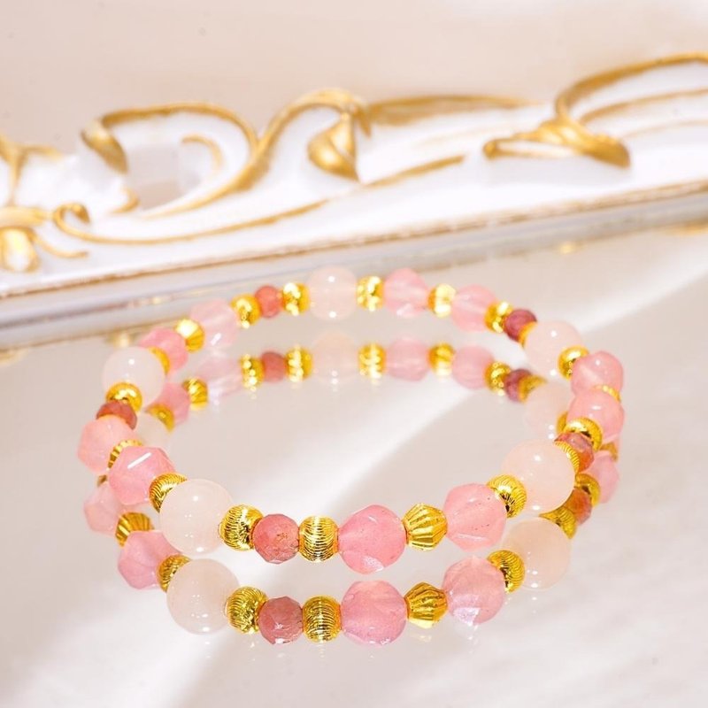 Honey Sweetheart/Morganite Rose Quartz Ruby Tourmaline/Natural Crystal Bracelet/Spiritual Sweetness Crystal - สร้อยข้อมือ - คริสตัล สึชมพู