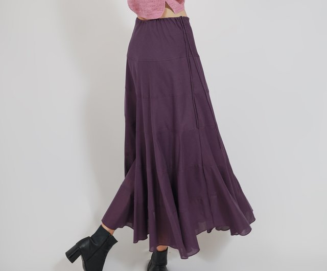 Cotton Long Skirt Flowy Long Skirt Summer Skirt Summer Dress Purple Shop ChiangmaiCotton Skirts Pinkoi