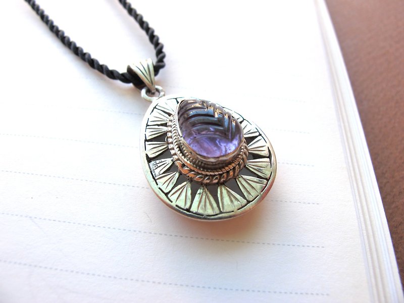 Amethyst 925 Silver Folk Custom [Pan Zi] [Original Sent] Inspire Wisdom and Inspire Creativity - Necklaces - Crystal Purple