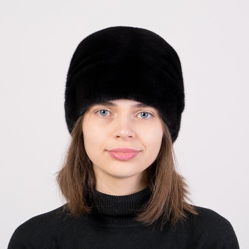 FurStyleUA Winter Women's Mink Kubanka Hat 100% Real Mink Fur Windproof And Soft Beanie Hat