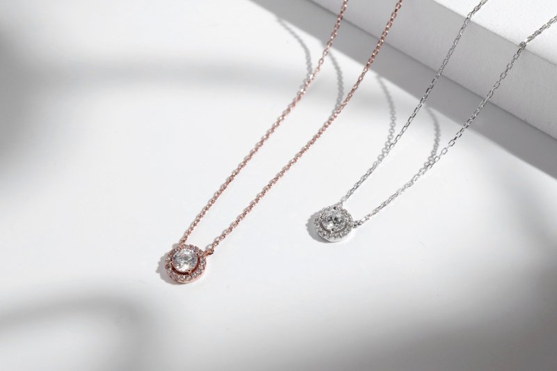 鍾愛。圓鑽純銀項鍊 - 項鍊 - 純銀 銀色