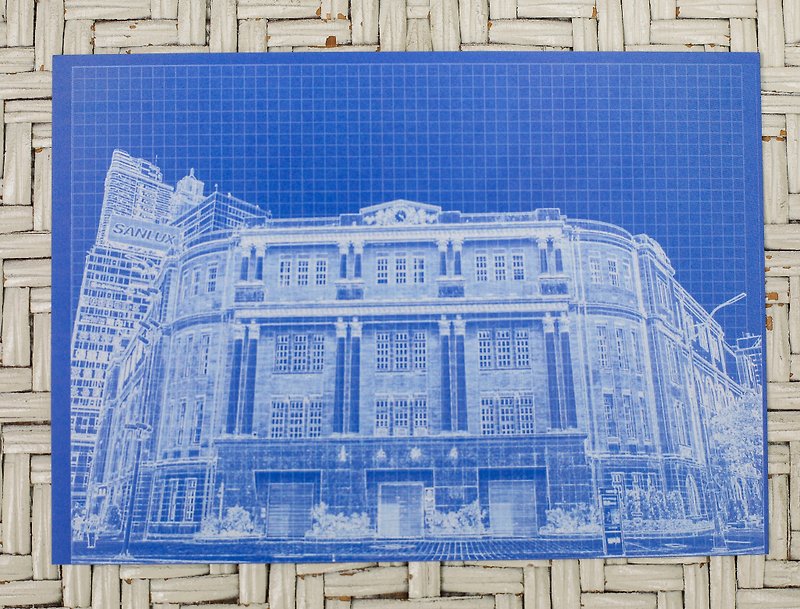藍晒台灣建築系列 - 北門郵局 - 卡片/明信片 - 紙 
