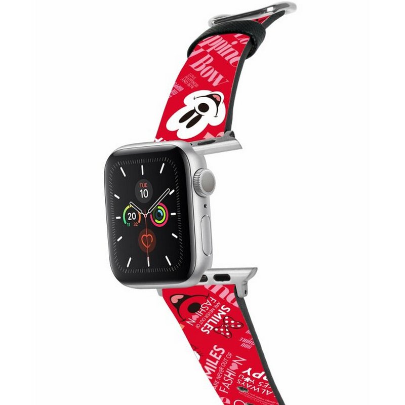 迪士尼100週年米奇老鼠十字壓紋牛皮Apple Watch真皮皮革錶帶5542 - 錶帶 - 真皮 