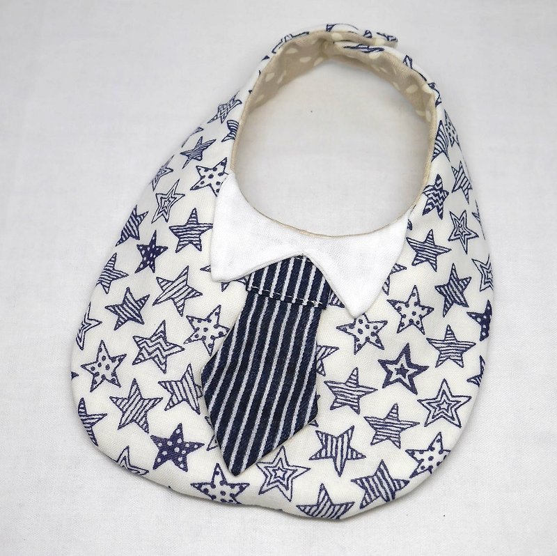 Japanese Handmade 8-layer-gauze Baby Bib / with tie - Bibs - Cotton & Hemp Blue