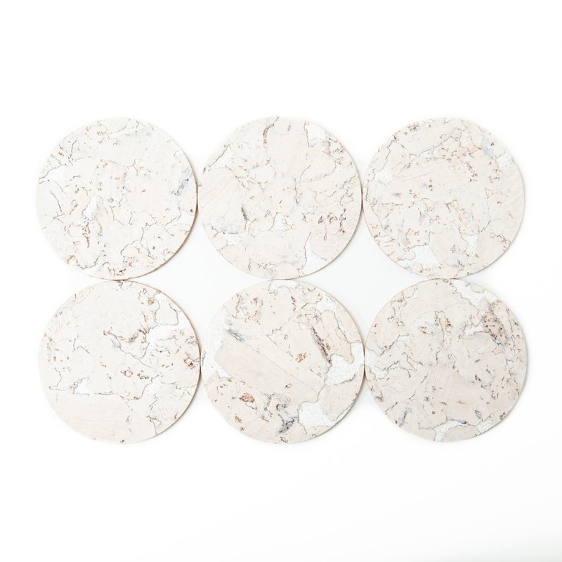 コルクコースター (Marble White) - 杯墊 - 環保材質 白色
