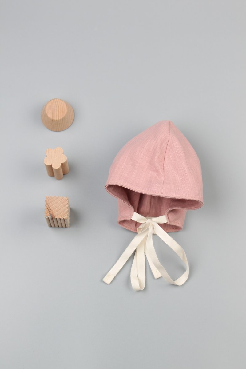 Bonbies. Japanese pure cotton solid color double-sided double gauze. Handmade small hat. Ballet. - Bibs - Cotton & Hemp Pink