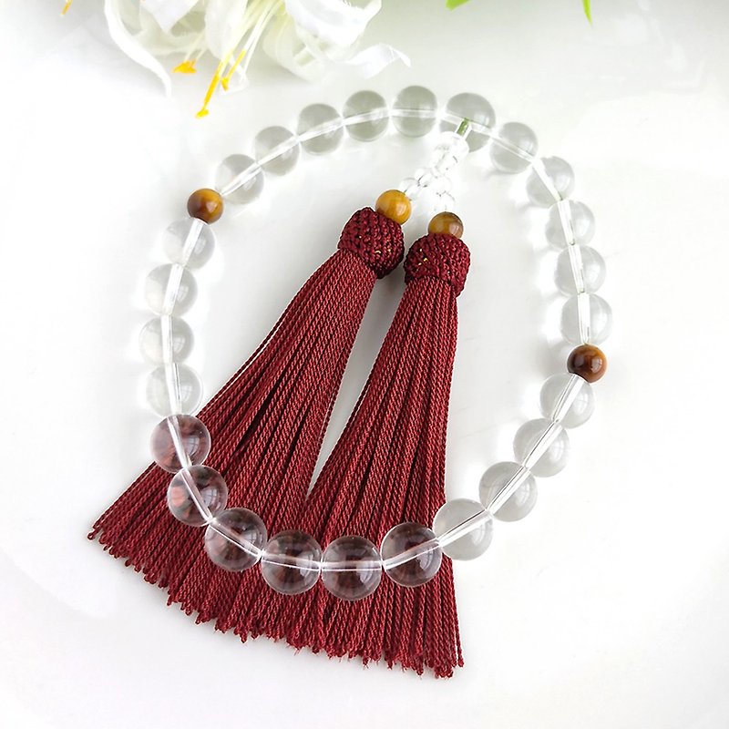 [For men/Main ball 12mm] Tiger's eye and crystal prayer beads/Informal rosary/Robust - Bracelets - Crystal Red