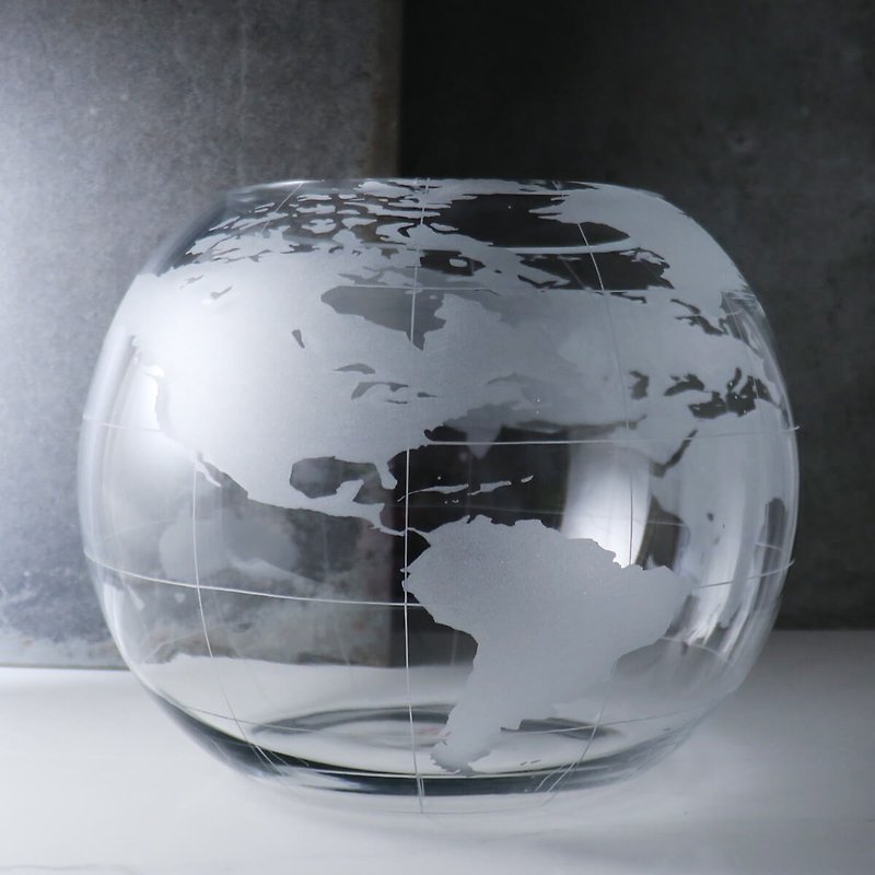 30cm [Earth Glass Fish Tank] Around the World World Map Fish Tank 16-inch Handmade Customization - Items for Display - Glass Gray