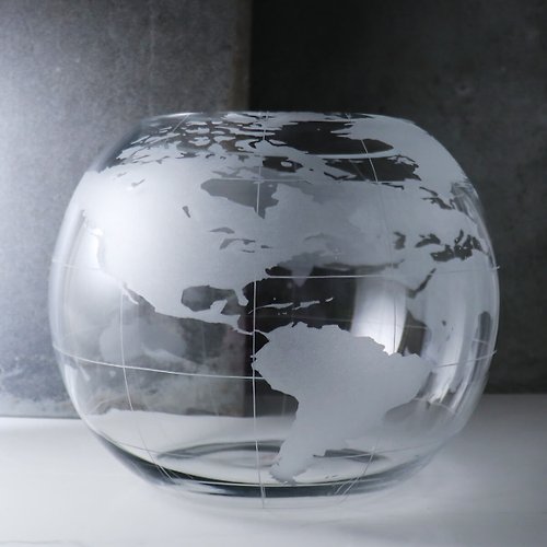 MSA玻璃雕刻 30cm【地球玻璃魚缸】環遊世界 世界地圖 魚缸16吋 手工客製化