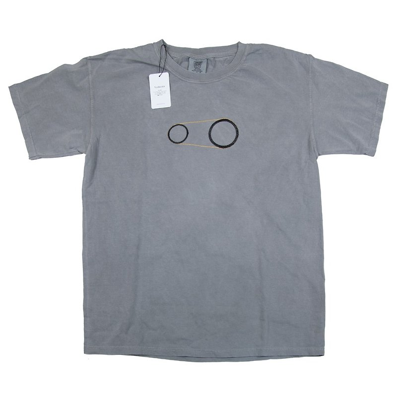 歯車 刺しゅうTシャツ　ユニセックスS〜XLサイズ　Tcollector - 帽T/大學T - 棉．麻 灰色