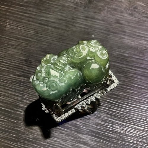 瓔珞珠寶盒 E.L.Jewelry Box 秋香綠翡翠貔貅戒指 925銀 | 天然緬甸玉翡翠A貨 | 送禮