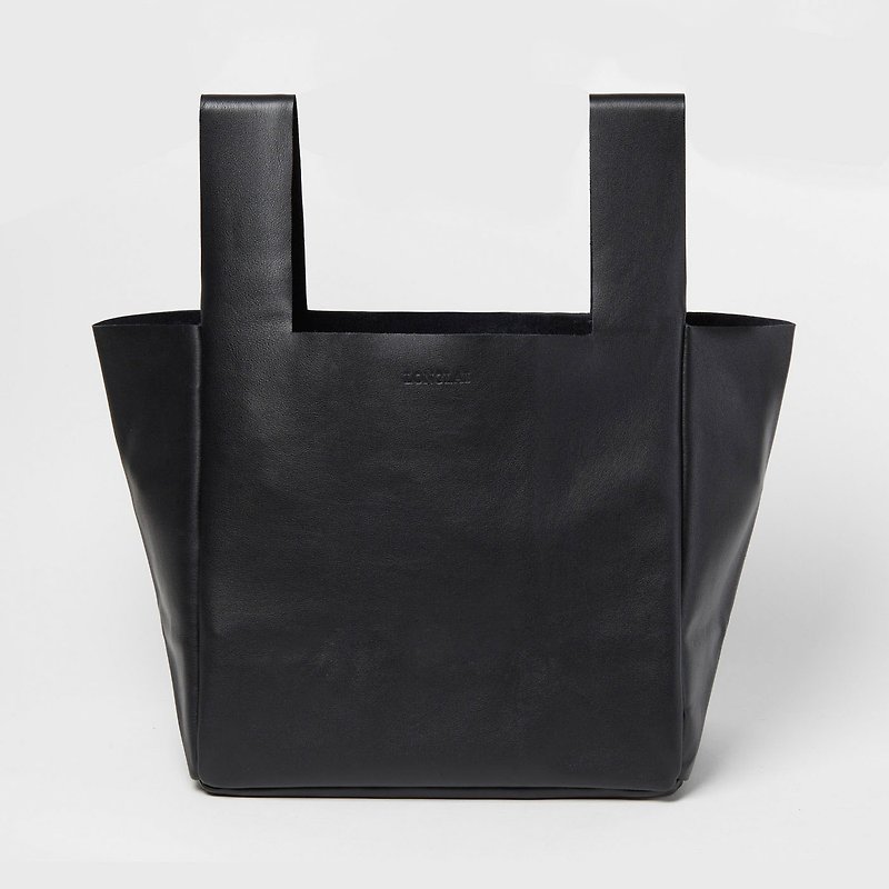LONGLAI JEKYLL & HYDE LARGE TOTE BAG RICH BLACK - Handbags & Totes - Genuine Leather Black