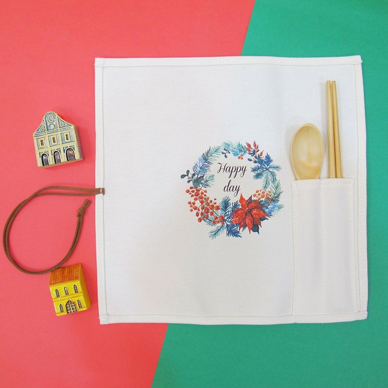 Customized - chopsticks spoon portable storage cotton canvas bag set - Christmas gift-R models - Chopsticks - Cotton & Hemp Multicolor