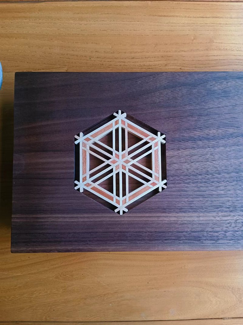 Original solid wood Kumiko fine craftsmanship dry fort tea tray tray - เฟอร์นิเจอร์อื่น ๆ - ไม้ สีเงิน