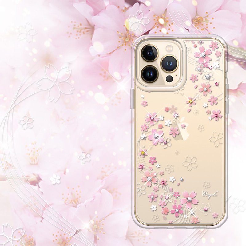 iPhone 13全系列 輕薄軍規防摔彩鑽手機殼-天籟之櫻 - 手機殼/手機套 - 其他材質 多色