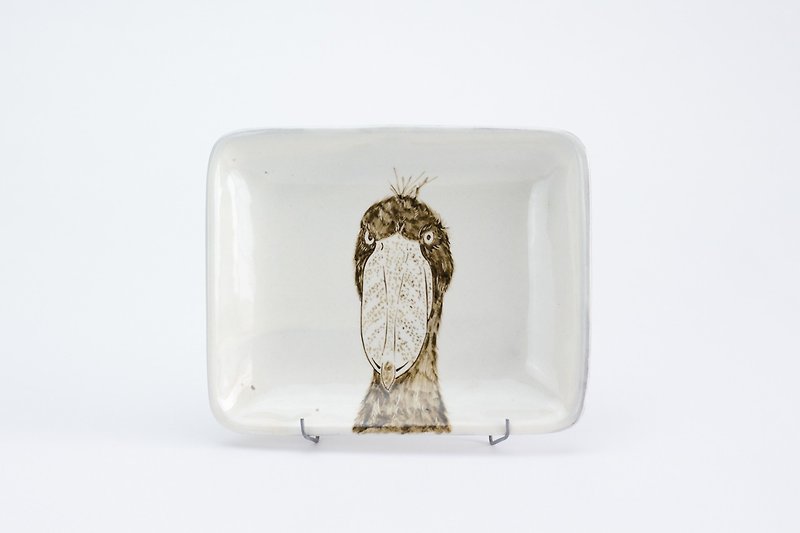 square plate(160mm) shoebill(2) - Plates & Trays - Pottery White