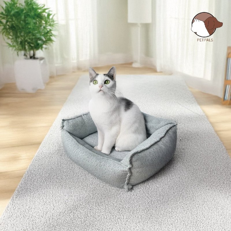 【美國Petpals】灰韻緹花麻布寵物床 - 寵物床 - 棉．麻 銀色