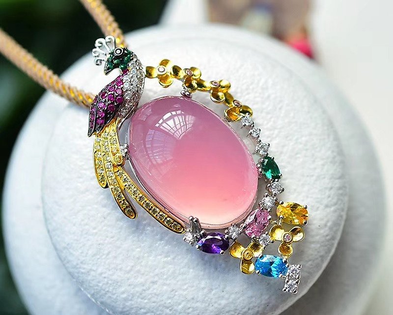 [Welfare price] orphan Italian mosaic technology natural Mozambique powder crystal large egg noodles / grab and earn - Necklaces - Gemstone 